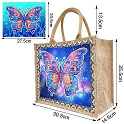 Butterfly Diamond Painting DIY Hand Bag Kits, Gunny Bag, Butterfly, 305x255x145mm