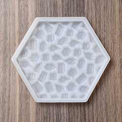 Hexagon Silicone Diamond Texture Cup Mat Molds, Resin Casting Molds, for UV Resin & Epoxy Resin Craft Making, Hexagon Pattern, 113x130x9mm, Inner Diameter: 103x105x7mm