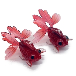 Dark Red Translucent Resin Pendants, Goldfish Charms, Dark Red, 28.5x17.4mm