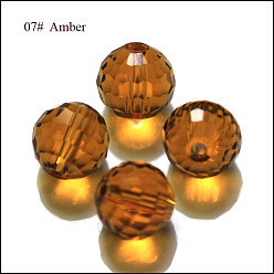 Sienna Imitation Austrian Crystal Beads, Grade AAA, Faceted(128 Facets), Round, Sienna, 10mm, Hole: 0.9~1mm