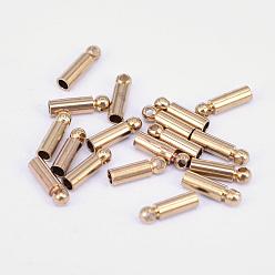 Raw(Unplated) Brass Cord Ends, End Caps, Nickel Free, Column, Raw(Unplated), 6x2mm, Hole: 1mm, Inner Diameter: 1.5mm
