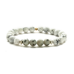 White Pine Natural Flash Stone Beaded Bracelet with White Turquoise, European and American Jewelry