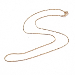 Golden Brass Venetian Chain, Box Chain Necklaces, with Lobster Claw Clasps, Long-Lasting Plated, Golden, 16.53 inch(42cm), 1mm
