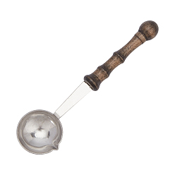 Platinum Brass Wax Sticks Melting Spoon, with Wood Handle, Platinum, 97x25x17.5mm