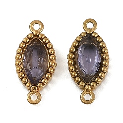 Фиолетовый Ионное покрытие (ip) 304 подвески-коннекторы из нержавеющей стали с кубическим цирконием в форме конского глаза, реальный 18 k позолоченный, фиолетовые, 13x6x2.5 мм, отверстие : 0.9 мм