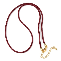 Темно-Красный 2мм круглый нейлоновый миланский шнур для изготовления ожерелья, с латунными выводами и 303 застежками из лобстера из нержавеющей стали, реальный 18 k позолоченный, темно-красный, 18.50~18.70 дюйм (47~47.5 см)