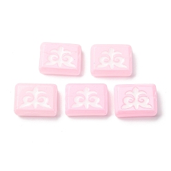Pink Бусины лэмпворк , прямоугольник с амулетом, розовые, 12x16x5.5~6 мм, отверстие : 1.2 мм