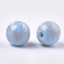 Light Blue Resin Beads, Imitation Gemstone, Round, Light Blue, 19.5~20mm, Hole: 2~2.5mm