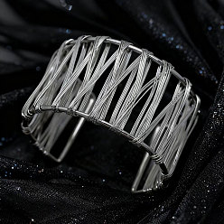 Платина Плетеные железные браслеты-манжеты, широкие браслеты для женщин, браслеты-манжеты из железной проволоки, широкие браслеты для женщин, платина, внутренний диаметр: 2.56 дюйм (6.5 см), шириной 40 мм 