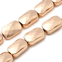 Светло-Золотое Покрытие Стеклянные бусины с гальваническим покрытием , прямоугольные, граненые, свет позолоченные, 9x6x4 мм, отверстие : 1 мм, около 46 шт / нитка, 16.14'' (41 см)
