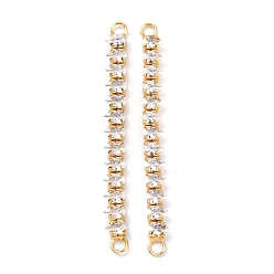 Real 18K Gold Plated Brass Clear Teardrop Cubic Zirconia Links Connectors, Long-Lasting Plated, Rectangle, Real 18K Gold Plated, 58x3.5~5x3mm, Hole: 2.5mm