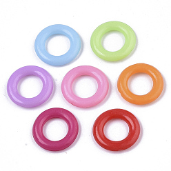 Mixed Color Opaque AS Plastic Linking Rings, Round Ring, Faceted, Mixed Color, 14x2.5mm, Inner Diameter: 7mm, about 2500pcs/500g