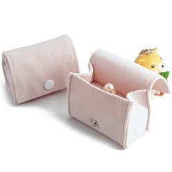 Pink Veleteen Ring Storage Boxes, Portable Travel Jewelry Case for Rings, Earring Studs, Bag Shape, Pink, 6x3x4cm