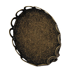 Античная Бронза Фурнитура латунная для броши, овальные, античная бронза, лоток : 25x18 мм, 26x19x9 мм, штифты : 0.7 мм