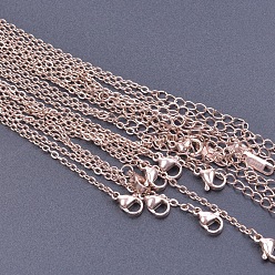 Rose Gold 304 Stainless Steel Cable Chain Necklace, Rose Gold, 15.75 inch(40cm), Wide: 1.5mm