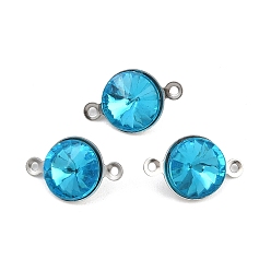 Темно-Голубой Подвески-коннекторы со стеклянным конусом, с 304 установками из нержавеющей стали, цвет нержавеющей стали, глубокое синее небо, 8.5x14.5x5 мм, отверстие : 1 мм