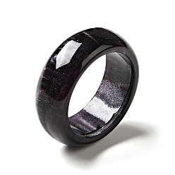 Black Resin Plain Band Finger Ring for Women, Black, US Size 6 3/4(17.1mm)