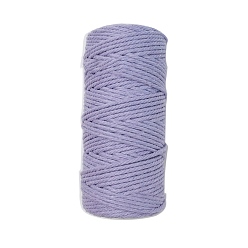Lilac 4-Ply 100M Cotton Macrame Cord, Macrame Twisted Cotton Rope, for Wall Hanging, DIY Crafts, Lilac, 3mm, about 109.36 Yards(100m)/Roll