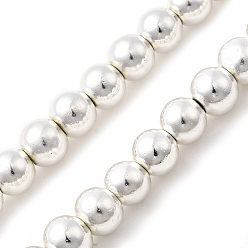 с Покрытием Серебра Стеклянные бусины с гальваническим покрытием , круглые, со серебряным покрытием, 6.5 мм диаметром, отверстие : 1 мм, около 75 шт / нитка, 16.14'' (41 см)