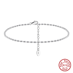 Real Platinum Plated 925 Sterling Silver Anklet, Real Platinum Plated, 8-5/8 inch(21.8cm)