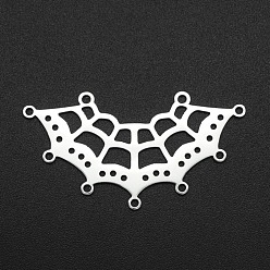 Stainless Steel Color 201 Stainless Steel Chandelier Components Links, 9 Loop & 18 Hole Links, Laser Cut, Spider Web Shape, Stainless Steel Color, 21x39.5x1mm, Hole: 1.6mm