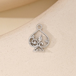 Peach Подвески из металла с микропаве из кубического циркония, платиновые подвески, персик, 13x10 мм