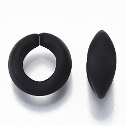 Black Opaque Spray Painted Acrylic Linking Rings, Quick Link Connectors, for Rolo Chains Making, Frosted, Ring, Black, 20x18x8mm, Inner Diameter: 11.5x9mm, about 435pcs/500g