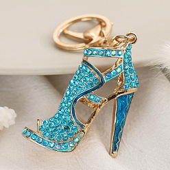 Blue Sparkling High Heel Shoe Keychain - Creative Gift for Fashion Lovers