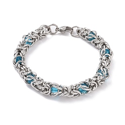 Deep Sky Blue 201 Stainless Steel Rope Chain Bracelets, Deep Sky Blue, 8-1/2 inch(21.5cm), Wide: 10mm