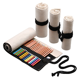 None Pattern Handmade Canvas Pencil Roll Wrap, 36 Holes Roll Up Pencil Case for Coloring Pencil Holder, None Pattern, 45~46x19~20x0.3cm