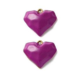 Фиолетовый 304 нержавеющей стальной эмали подвески, шарма сердца, ионное покрытие (ip), золотые, фиолетовые, 17.5x19x5 мм, отверстие : 1.5x1 мм