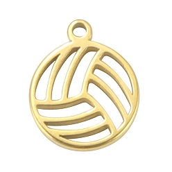 Volleyball Stainless Steel Charms, Cut-Out, Ball, Golden, Volleyball, 12.1x9.9mm