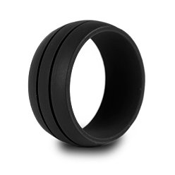 black Fashionable Silicone Ring for Couples - Punk Style, Sporty, 8.5mm Width
