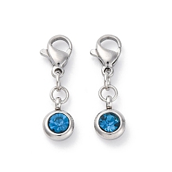 Сапфир 304 из нержавеющей стали горный хрусталь подвески, застежка когтя омара, сапфир, 23 мм