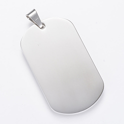 Stainless Steel Color 304 Stainless Steel Stamping Blank Tag Pendants, Double Side Polished, Oval, Stainless Steel Color, 49x28x2mm, Hole: 7x4mm