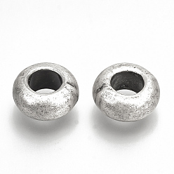 Thai Sterling Silver Plated Tibetan Style European Alloy Beads, Matte Style, Cadmium Free & Nickel Free & Lead Free, Rondelle, Thailand 925 Sterling Silver Plated, 10x5mm, Hole: 5mm