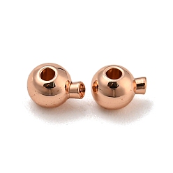 Rose Gold Brass Crimp Beads, Long-Lasting Plated, Round, Rose Gold, 5x3.5x3.5mm, Hole: 0.9mm