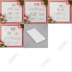 Белый 4 наборы 4 стили пластиковые глиняные прессованные формы, резцы глины, инструменты для лепки из глины, для изготовления серьги diy, бантом, белые, 23~43x14~39 мм