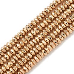 Гальванический Розовый Золотой Покрытием из розового золота, 4x2 мм, отверстие : 0.9 мм, около 149 шт / нитка, 15.75'' (40 см)