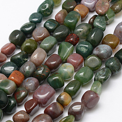 Indian Agate Natural Indian Agate Beads Strands, Tumbled Stone, Nuggets, 7~9x5~8mm, Hole: 1mm, about 55~61pcs/strand, 15.3 inch(39cm)