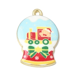 Gingerbread Man Рождественские подвески из сплава с принтом, хрустальные шары-подвески, золотые, Небесно-голубой, Колобок, 26x18x2.5 мм, отверстие : 1.8 мм