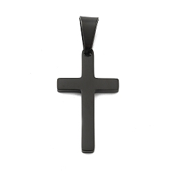 Черный Ионное покрытие (ip) 304 подвески из нержавеющей стали, крестик, чёрные, 28x15.5x1.9 мм, отверстие : 8x5 мм