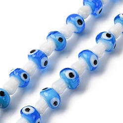 Озёрно--синий Ручной сглаза бусины бисер нитей, гриб, Плут синий, 13x10 мм, отверстие : 1.6 мм, около 25 шт / нитка, 11.81'' (30 см)