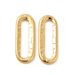 Real 18K Gold Plated Ion Plating(IP) 304 Stainless Steel Linking Ring, Textured, Oval, Real 18K Gold Plated, 20x7.5x1.5mm, Inner Diameter: 15x3mm