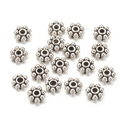 Antique Silver Tibetan Style Alloy Beads Daisy Spacer Beads, Cadmium Free & Lead Free, Granulated Beads, Antique Silver, 6x2mm, Hole: 1.5mm, about 4000pcs/1000g