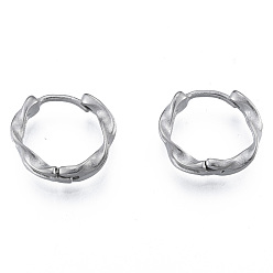Stainless Steel Color 316 Surgical Stainless Steel Twist Hoop Earrings for Men Women, Stainless Steel Color, 15.5x17x4mm, Pin: 1mm