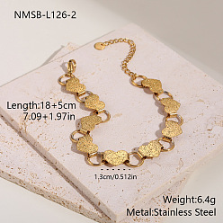 Сердце 304 из нержавеющей стали ссылку цепи браслеты, реальный 18 k позолоченный, сердце, 7.09 дюйм (18 см)
