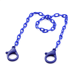 Blue Personalized ABS Plastic Cable Chain Necklaces, Handbag Chains, with Lobster Claw Clasps, Blue, 18.97 inch(48.2cm)