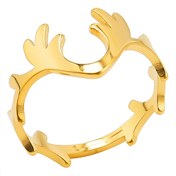 Golden Stainless Steel Antler Adjustable Ring for Women, Golden, Inner Diameter: 17mm