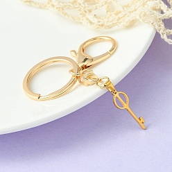 Letter I 304 Stainless Steel Initial Letter Key Charm Keychains, with Alloy Clasp, Golden, Letter I, 8.8cm